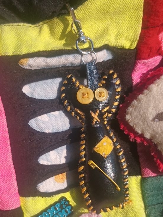 Hand Crafted Accessories - Handcrafted Faux Leather Cat Keychain
